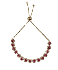 Срібний браслет з рубіном, регульована застібка-слайдер Б010-ру