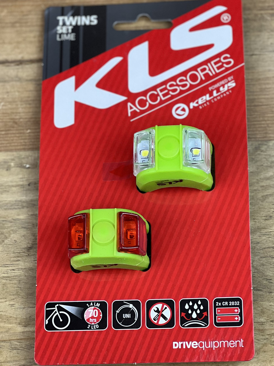 Фонарик на велосипед ліхтарик фара KLS Twins II, Air Lime Green набір передня, задня