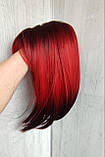 Перука яскрава каре термо з затемненими коренями та кінцями червона (LCI3020), фото 6