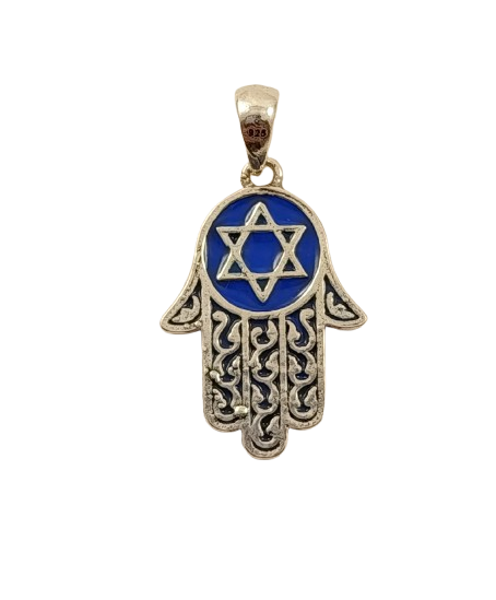 Срібна підвіска "Хамса з Зіркою Давида" (Рука Фатіми) HMS/б-01, фото 1