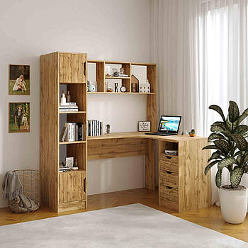 Кутовий письмовий стіл Тінейджер із вмонтованим пеналом, поличкою та шухлядами