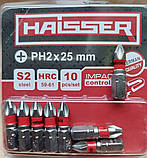 Біта насадка для шурупокрута з хрестоподібним шліцем PH2х25 мм з магнітом HAISSER 2712701, фото 10