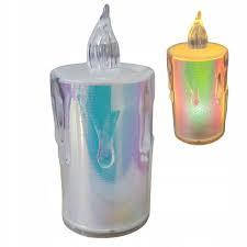 Свічка лед 8*3,5 см на батарейках голографічна 24шт цена за 1 уп.