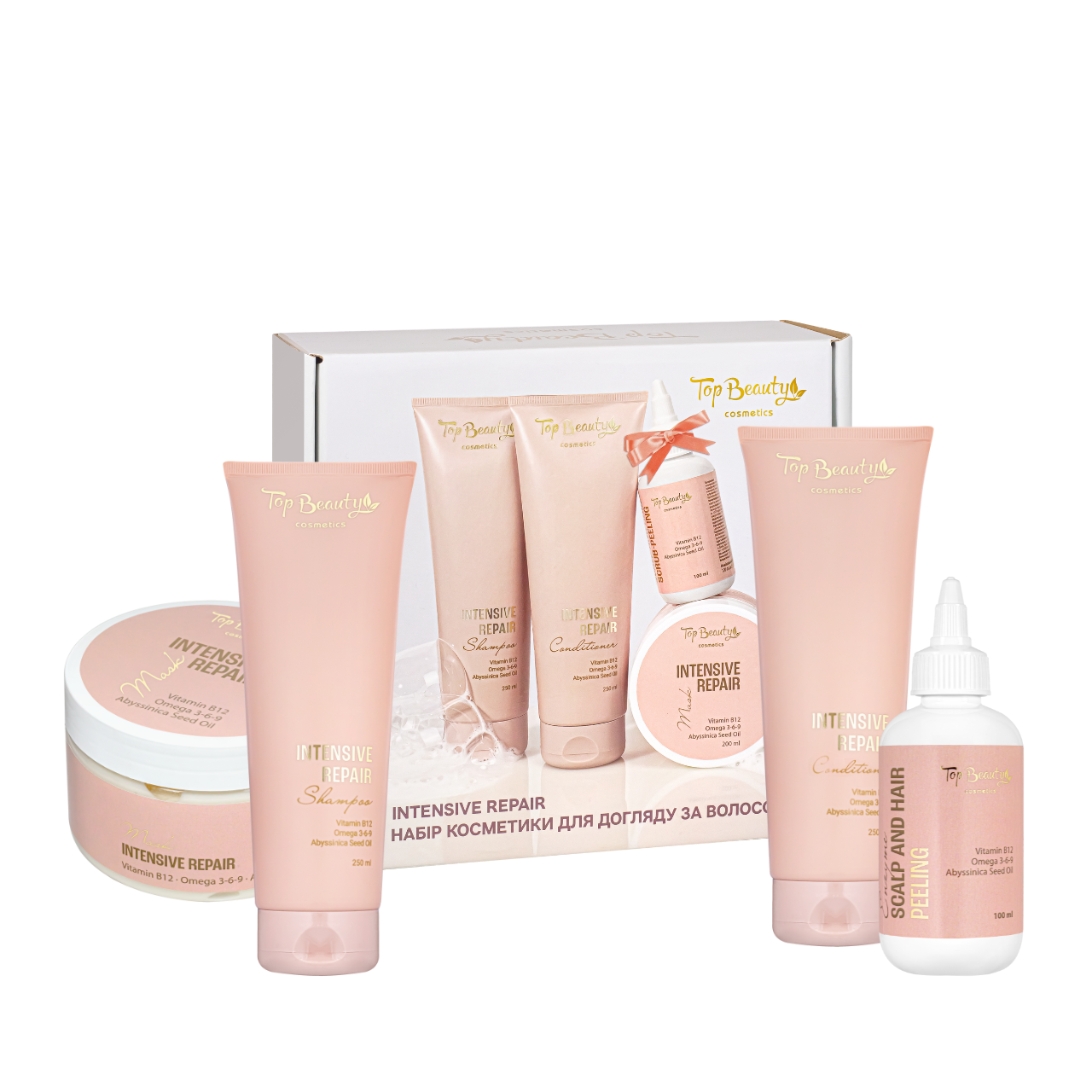 Подарунковий набір косметики для догляду за волоссям Top Beauty Intensive Repair, 4 продукти, фото 1