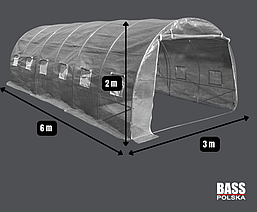 Садова теплиця з UV-12 плівкою 18м² 6x3x2 м BASS POLSKA, Сіра, фото 4