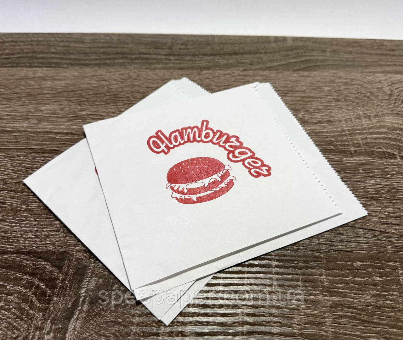 Куточок для гамбургера 150*135*0 з друком (0,19грн./шт.)