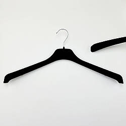 Вішаки плічка флоковані F-T46 (бархітні, велюрові) чорного кольору, довжина 460 мм