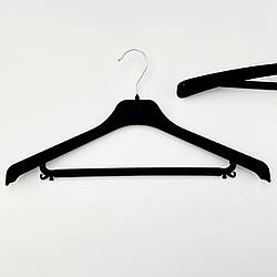 Вішалки плічка флоковані F-Tp46 (бархітні, велюрові) чорного кольору, довжина 460 мм