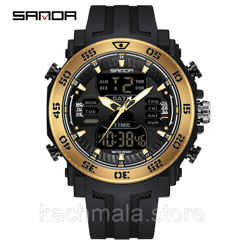 Наручниі годинники Годинник Sanda 6029 Black-Gold