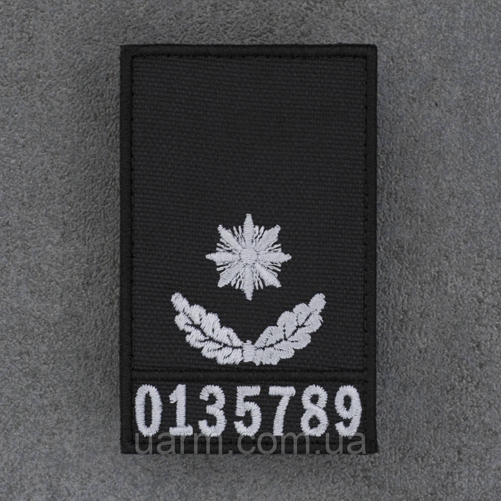 Погон НПУ Майор з номером 1шт чорний липучка 8 х 5 см, фото 1