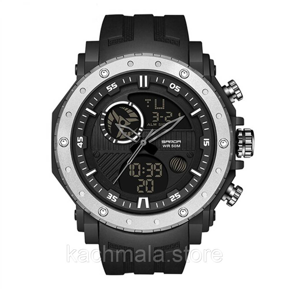 Наручниі годинники Годинник Sanda 6012 Black-Silver