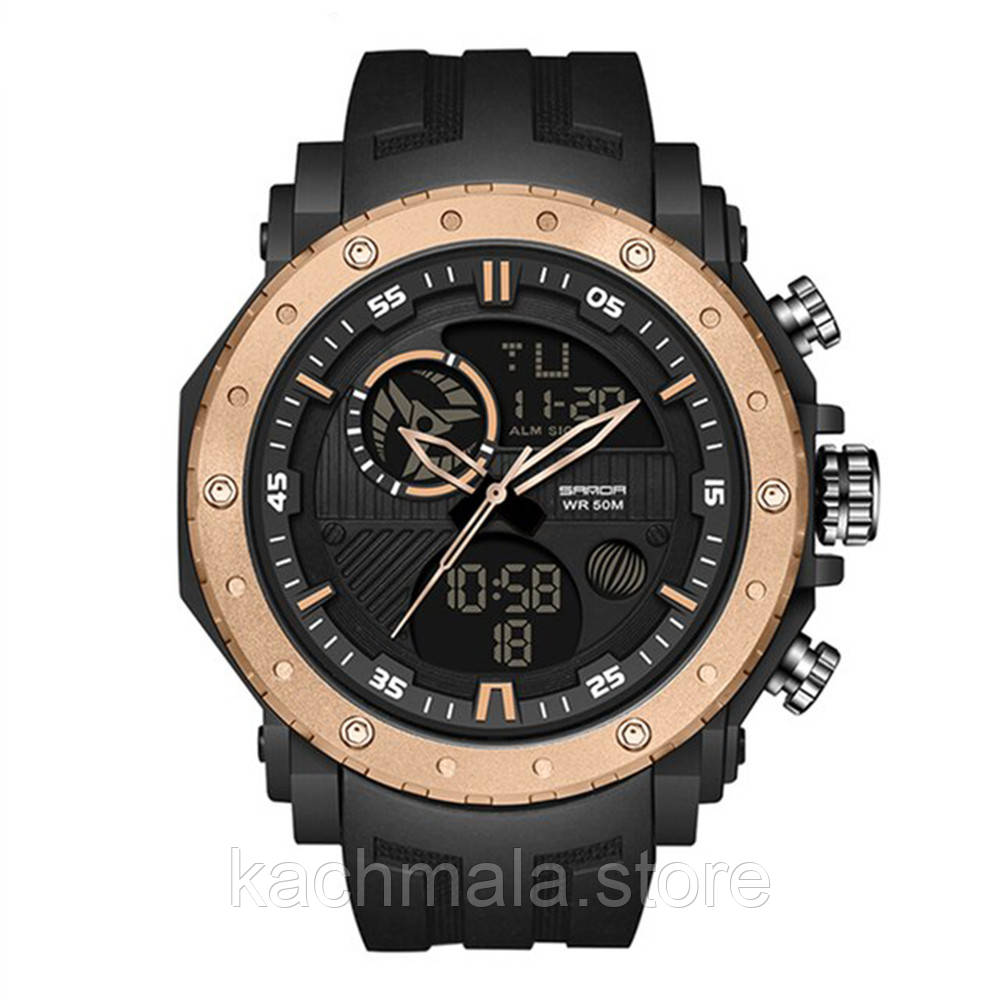 Наручниі годинники Годинник Sanda 6012 Black-Rose Gold