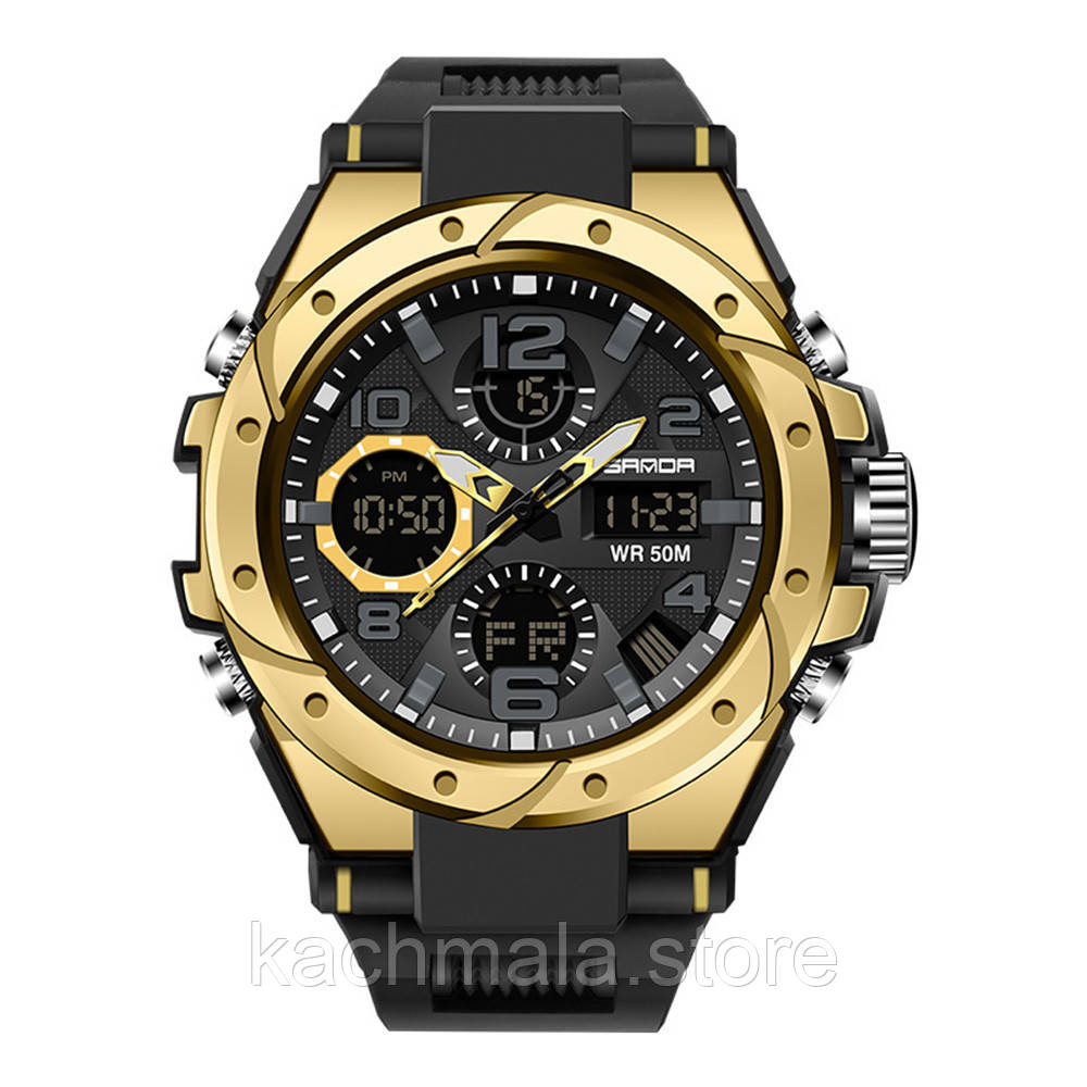 Наручниі годинники Годинник Sanda 6008 Black-Gold