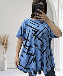 Футболка жіноча малюнок смужки 95% котон. Розмір супер батал 54-56; 58-60; 62-64;