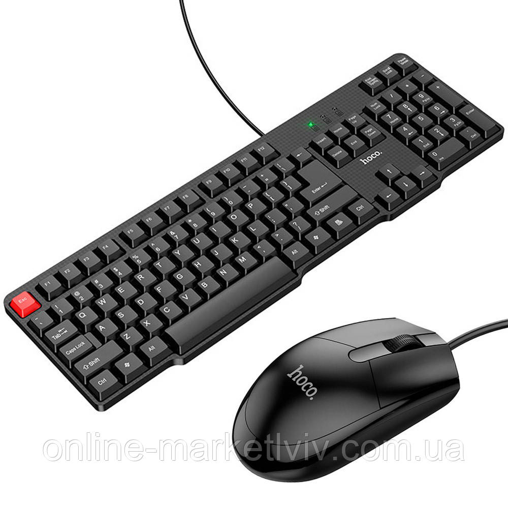 Комплект дротовий клавіатура + мишка, від USB, Hoco GM16 / Дротова клавіатура з мишкою / Комп'ютерна мишка