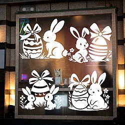 Наклейки для вікон Happy Pocket Набір зайчиків з яйцями кролики декор вітрин Великдень білий матовий