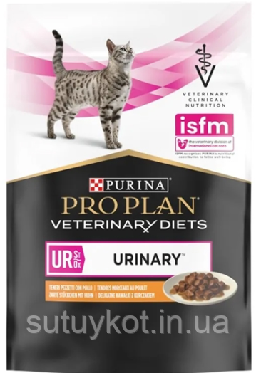 Вологий корм для котів Purina Pro Plan Vet Diets UR Urinary при захворюваннях сечовивідних шляхів 85 г (курка), фото 1