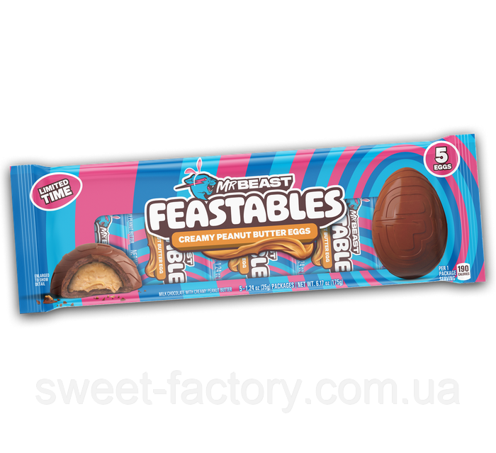 Шоколадные яйца Feastables Mr Beast Milk Chocolate Peanut Butter