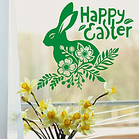 Набір пасхальних наклейок Happy Pocket Пасхальний кролик Happy Easter напис декор Великдень матовий зелений