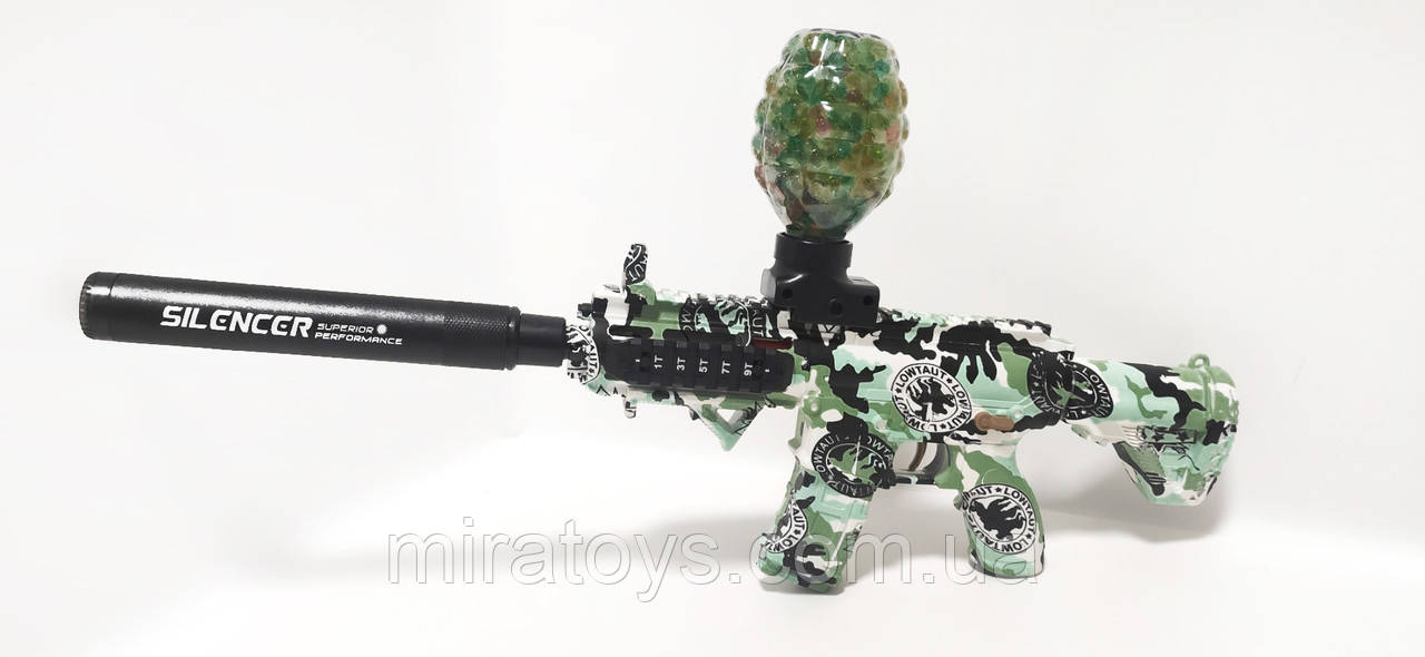 Дитячий автомат на орбізах Silencer Green з глушником, що світиться, акумулятор 7.4V