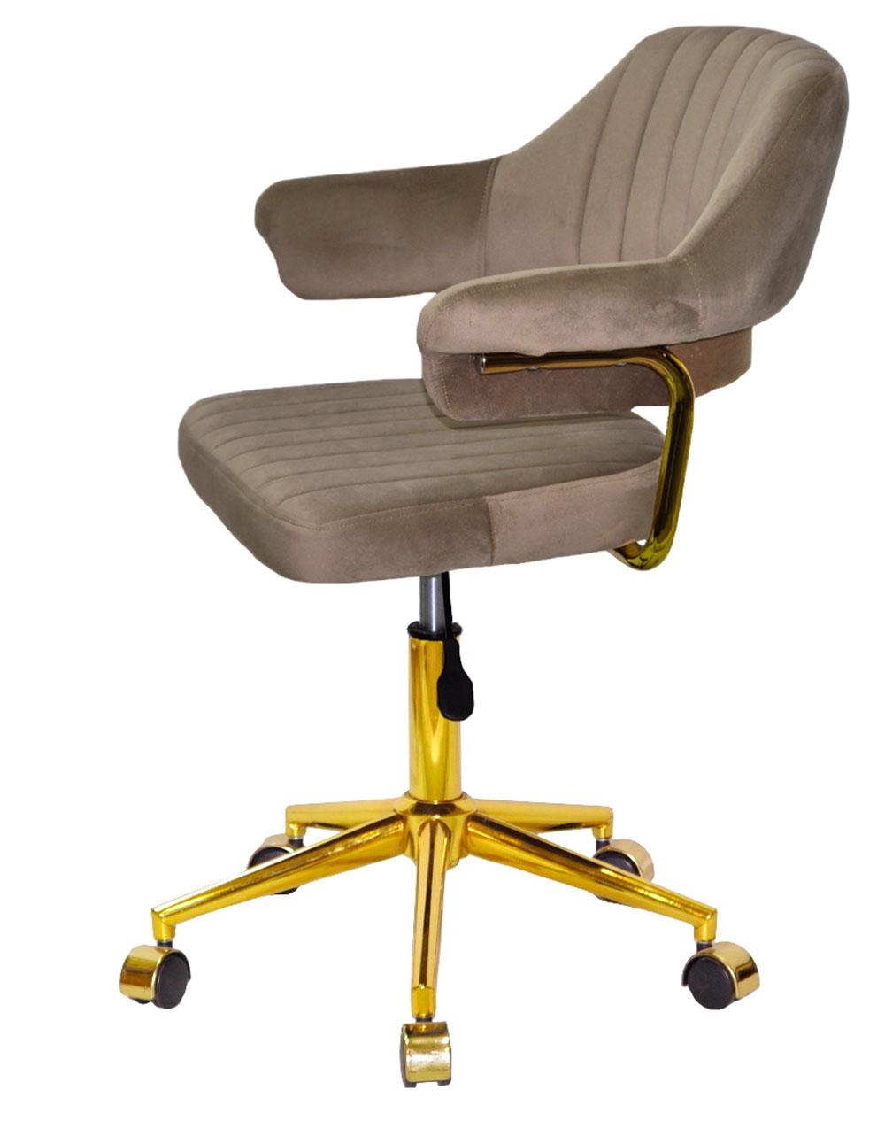 Крісло Jeff GD-Modern Office велюр кавовий B-1042, на золотій ніжці-хрестовині з колесами, фото 1