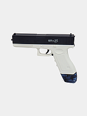 Водний Пістолет Електричний Глок Дитячий Акумуляторний + Дві Обойми Glock 18 Синій, фото 4
