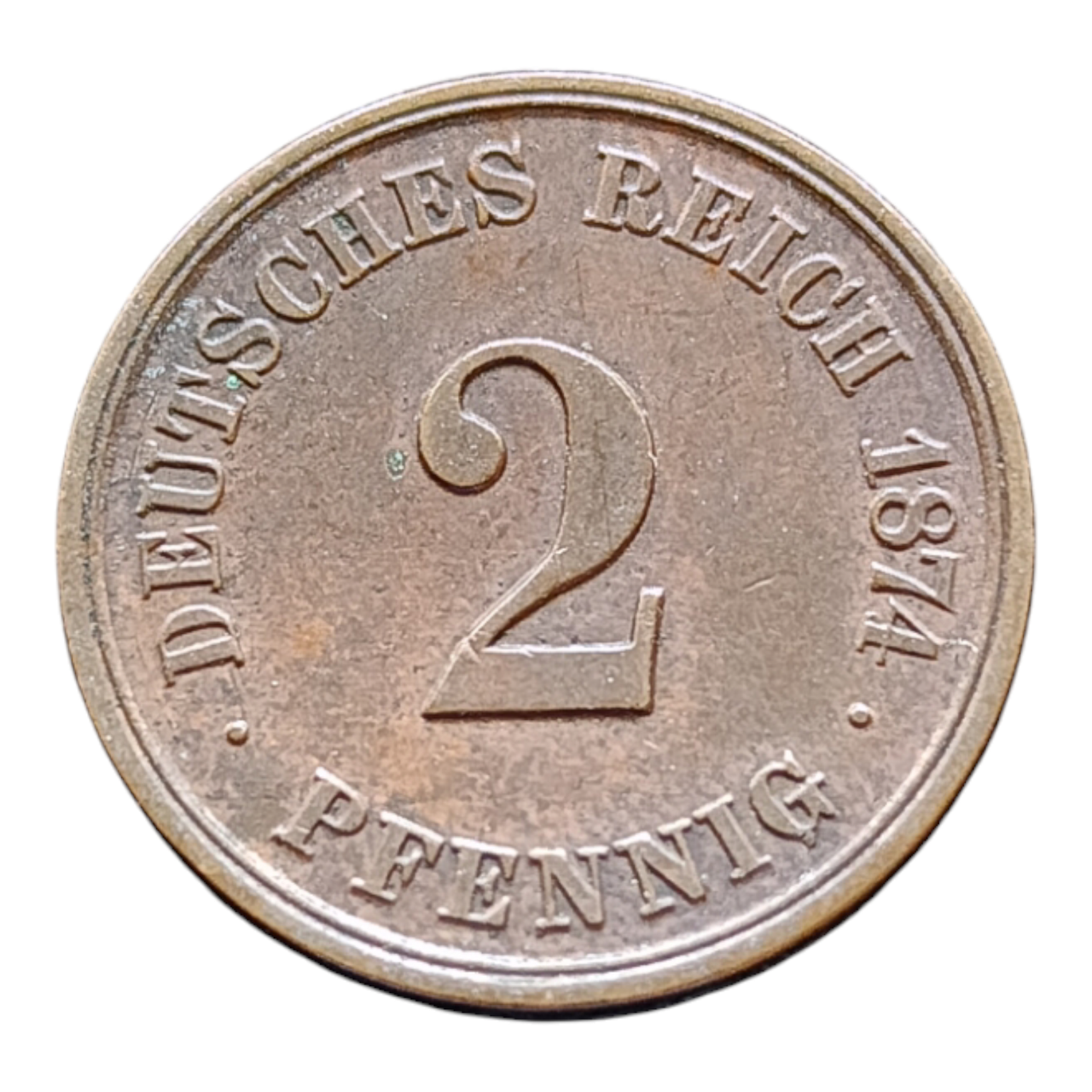 Німеччина 2 пфеніга, 1874 Мітка монетного двору "А" - Берлін