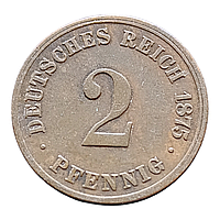 Німеччина 2 пфеніга, 1875 Мітка монетного двору "С" - Франкфурт-на-Майні
