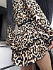 Жіноча легка коротка ефектна приталена міні сукня із софту в леопардовий принт з мереживом, фото 4
