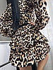 Жіноча легка коротка ефектна приталена міні сукня із софту в леопардовий принт з мереживом, фото 5