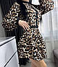 Жіноча легка коротка ефектна приталена міні сукня із софту в леопардовий принт з мереживом, фото 6