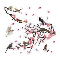 Вінілові наклейки BRUP Птахи біля сакури (лист 60 х 90 см) Б267-4, фото 3