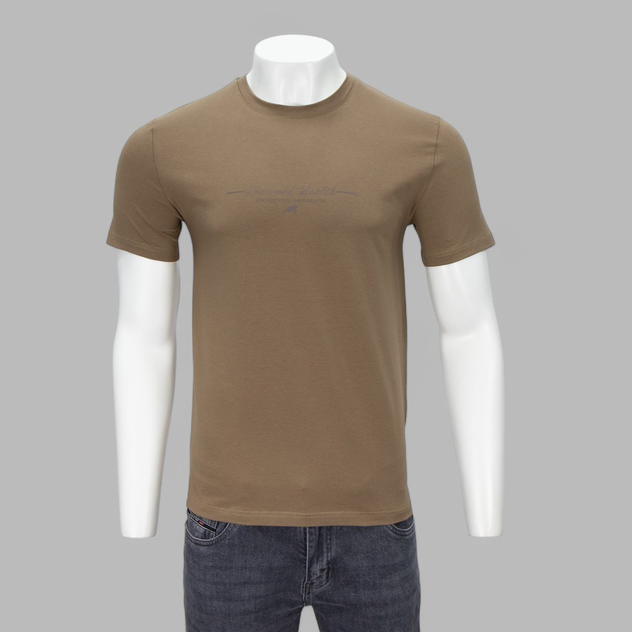 Футболка чоловіча NOVEL G-3222 BROWN 95% бавовна 5% еластан L(Р)