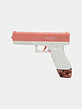 Водний Пістолет Електричний Глок Дитячий Акумуляторний + Дві Обойми Glock 18 Рожевий, фото 3
