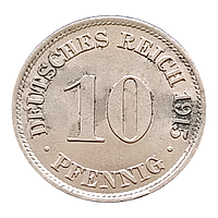 Німеччина 10 пфенігів, 1915 Мітка монетного двору "J" - Гамбург