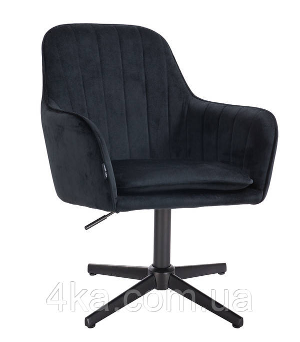 Перукарське крісло HR2022N, велюр, чорне, база чорна