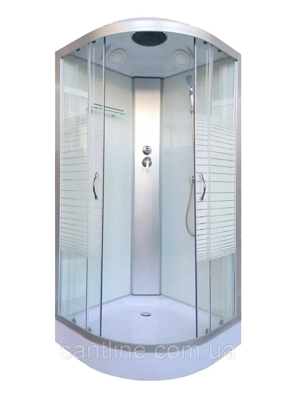 Душовий гідробокс 61 BF RC White Line 90х90х210 біла душова кабіна Vivia з малюнком на дрібному піддоні, фото 1