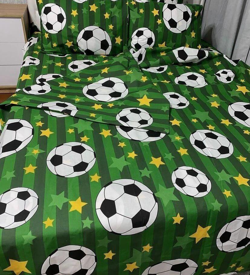 Односпальний комплект постільної білизни стандартний, принт: Футбол зелений