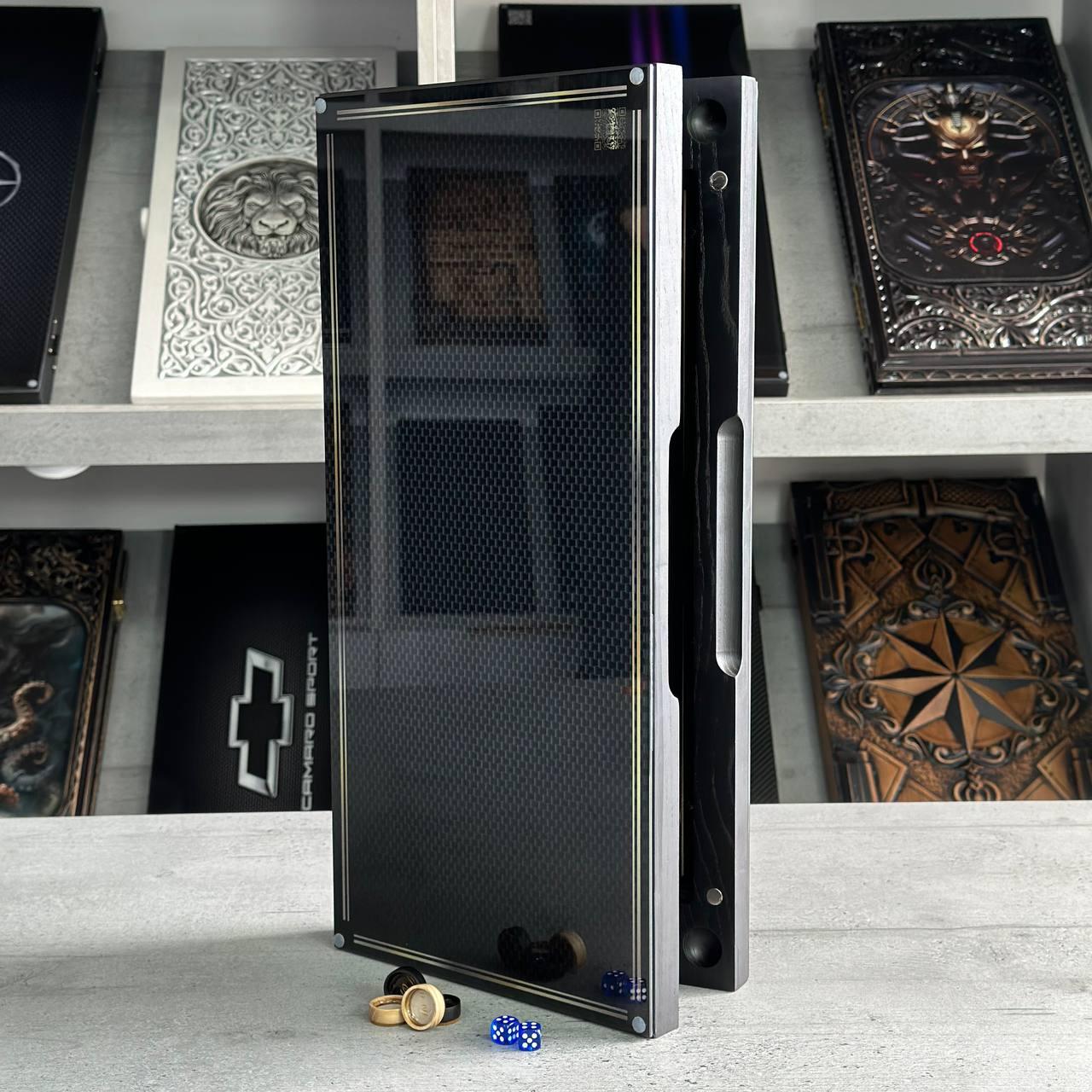 Нарди скляні у поєднанні з деревом LION 50×24×6см подарункові, фото 1