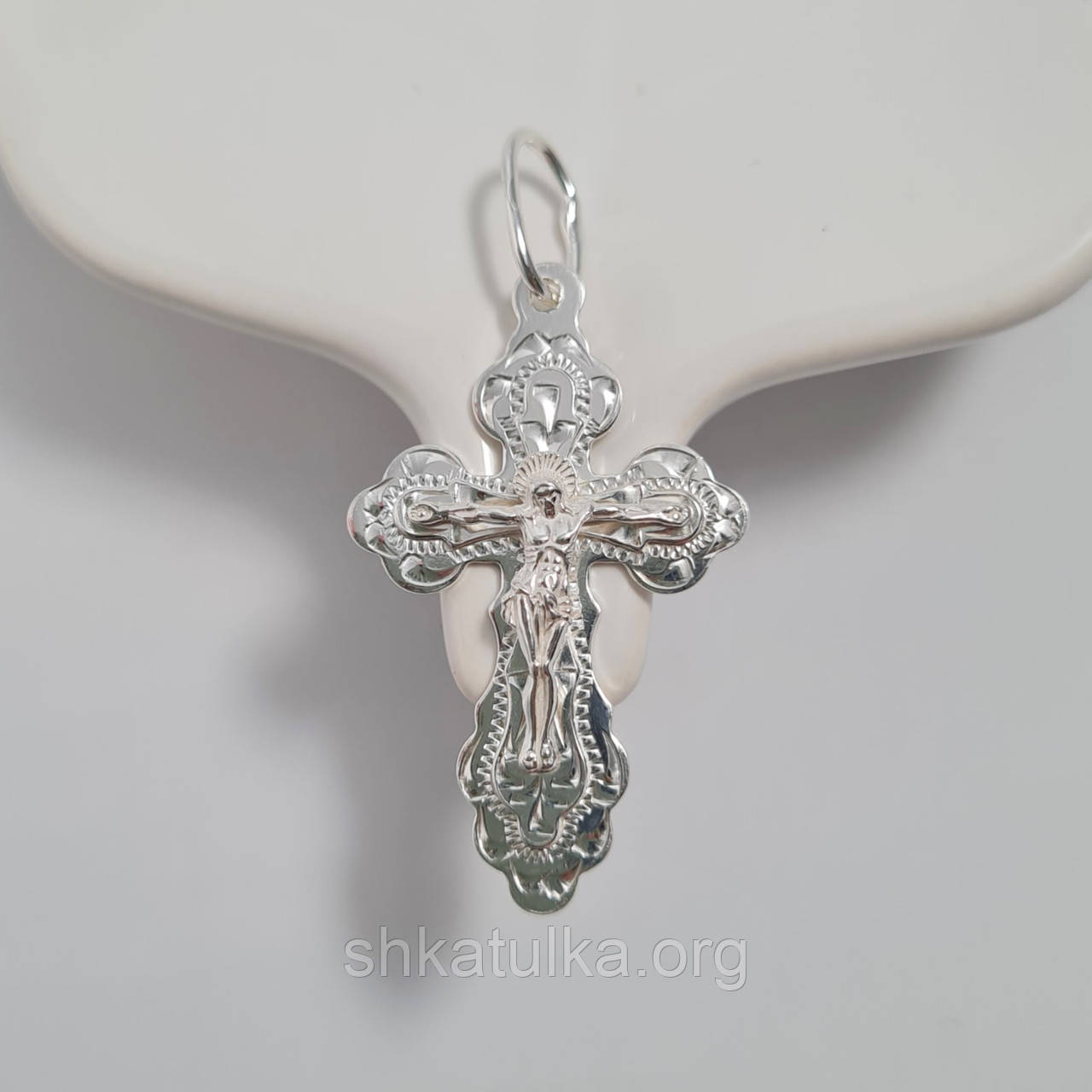Хрестик зі срібла з розп'яттям класичний для ланцюжка