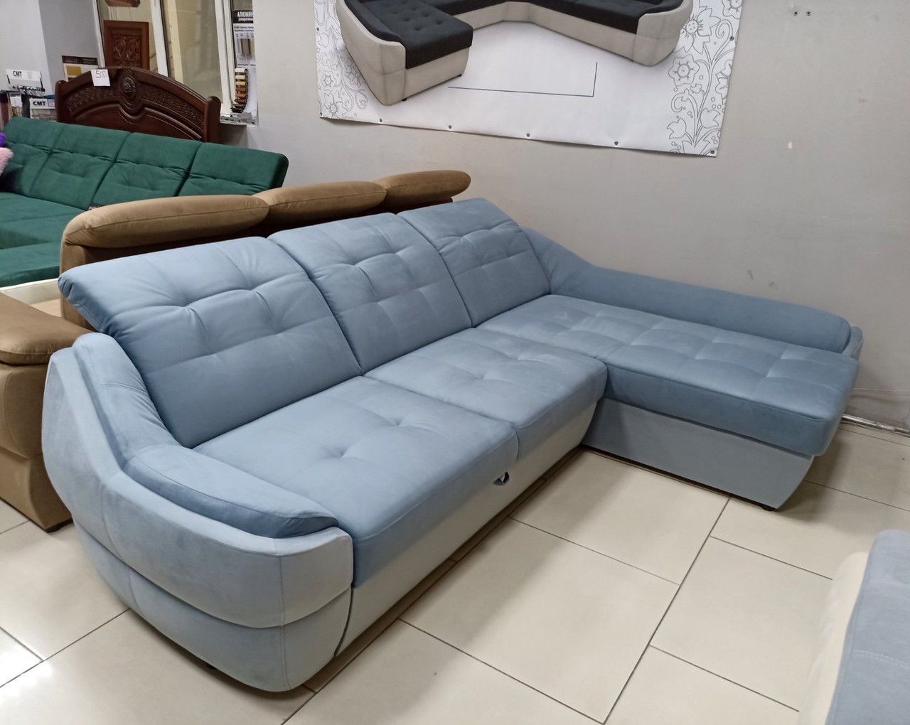 Диван кутовий Техас (Спейс) блакитний