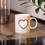 Чашка порцелянова 400 (мл) чашка для кави та чаю з написом та серцем Lugi RX-N240143GRE, фото 4