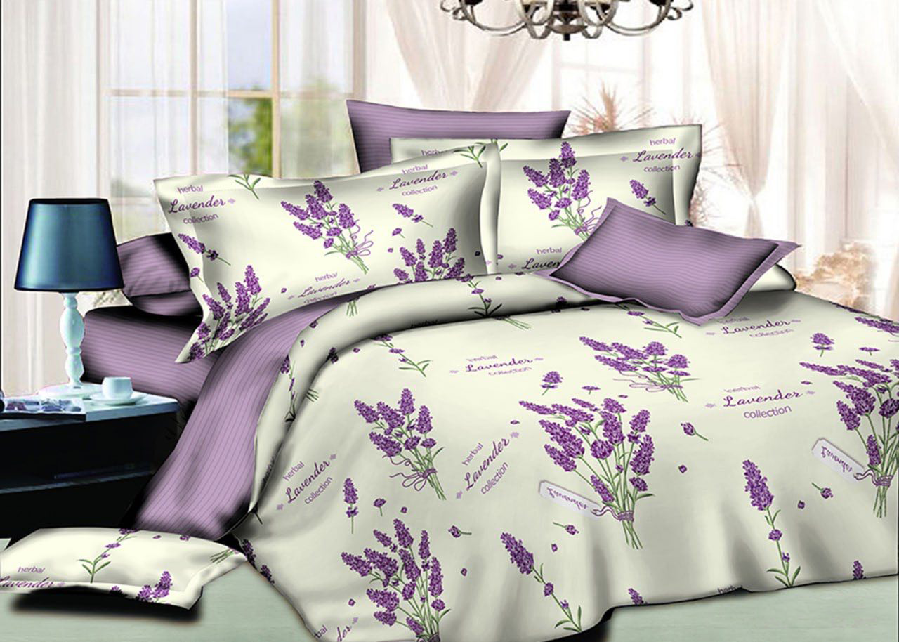 Постільна білизна Королева Ночі (Ранфорс) | Євро комплект | 50х70 | Лаванда на світлому та фіолетовому, фото 1
