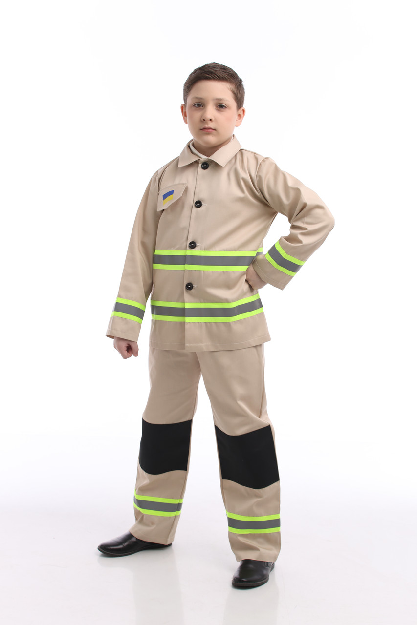Дитячий рольовий костюм "Вогнеборець" на 8-10 років, зріст 128-134 см / Ігровий дитячий набір для юного пожежника, фото 1