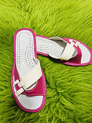 Домашні шкіряні капці жіночі рожеві розміри 36 39