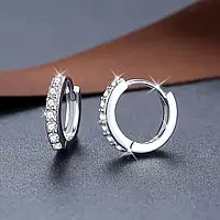 Серьги-кольца с цирконами, стильные гипоаллергенные украшения, минималистичные женские серьги, подарок девушке