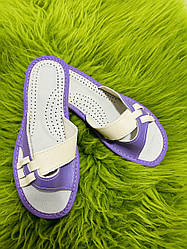 Домашні шкіряні капці жіночі фіолетовий колір 37 розмір