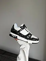Louis Vuitton Trainer Sneaker White / Black стильні чоловічі та жіночі кросівки LV