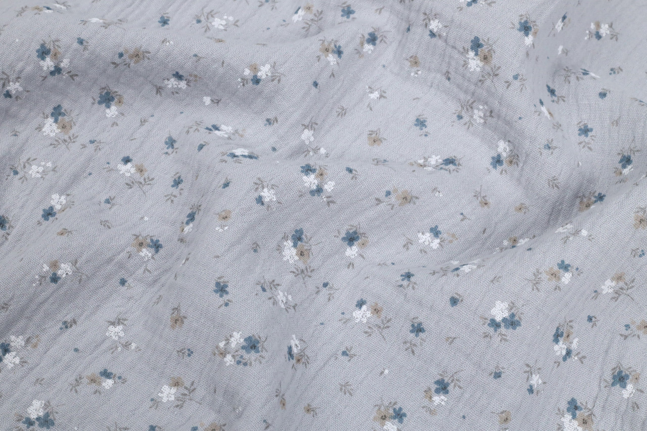 Муслін жатка Дрібні квіточки на сірому 135 см