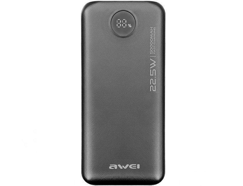 Повербанк для телефону Power Bank Awei P114K 50000 mAh 22.5w Type-C microUSB швидка зарядка